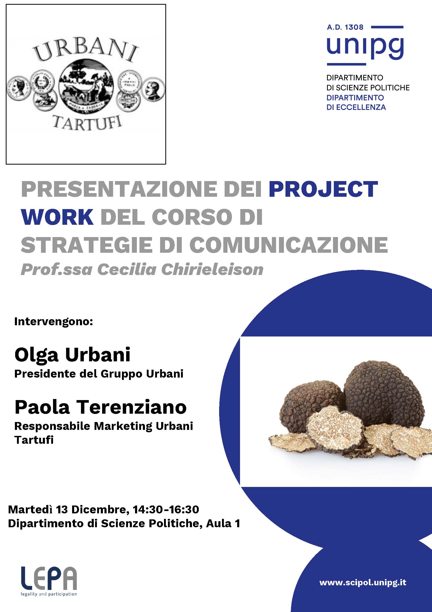 locandina presentazione project work urbani tartufi